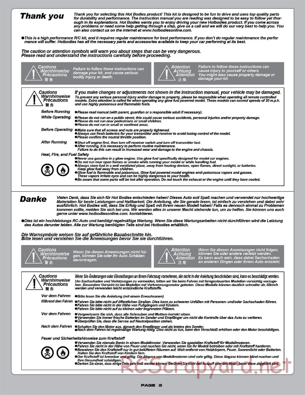 Hot Bodies - R10 Touring Car - Manual - Page 2