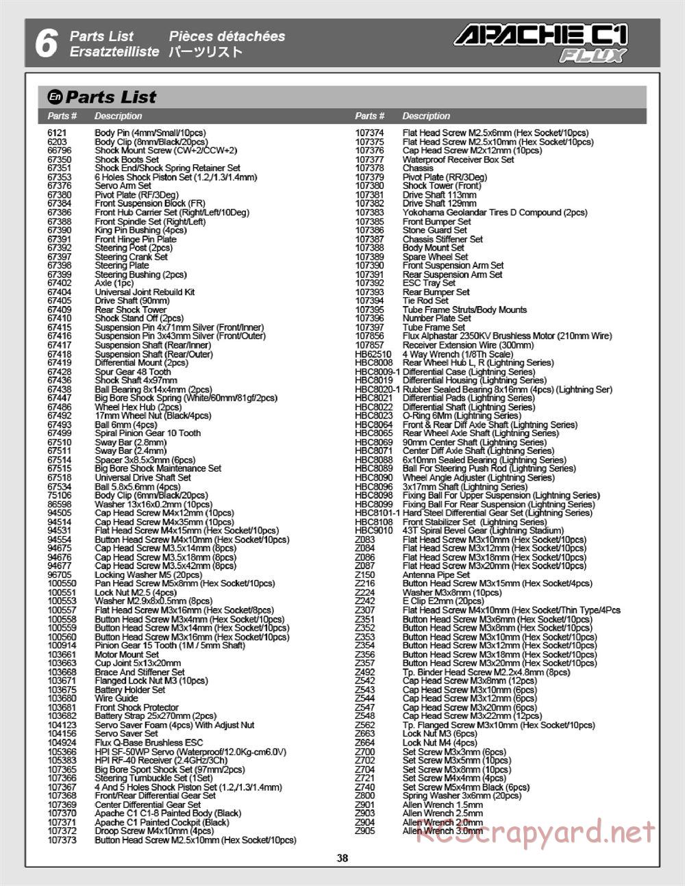 HPI - Apache C1 Flux - Manual - Page 38