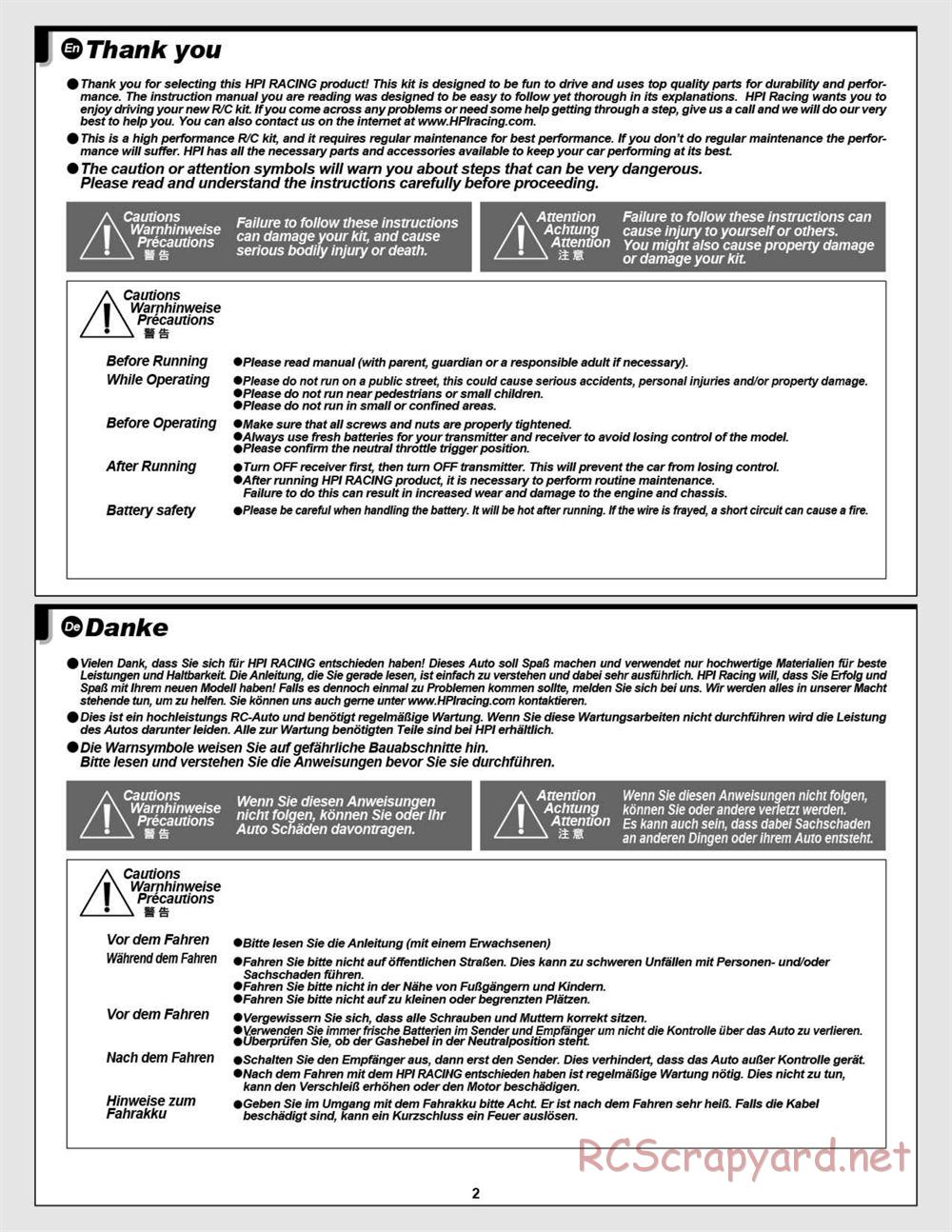 HPI - Baja 5B Flux Buggy - Manual - Page 2