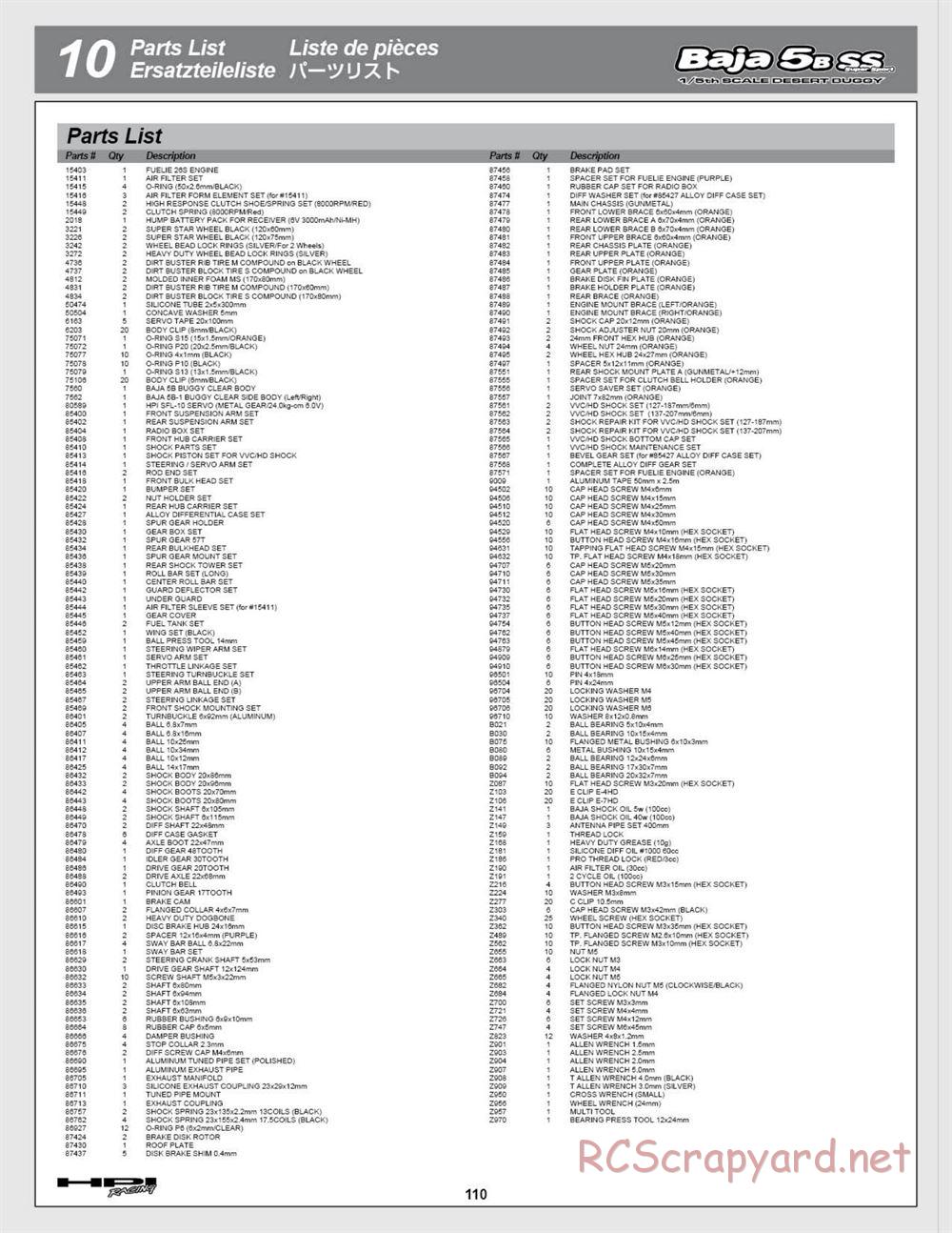 HPI - Baja 5b SS - Manual - Page 110