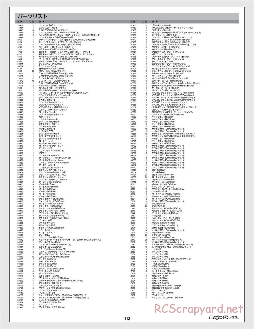 HPI - Baja 5b SS - Manual - Page 113