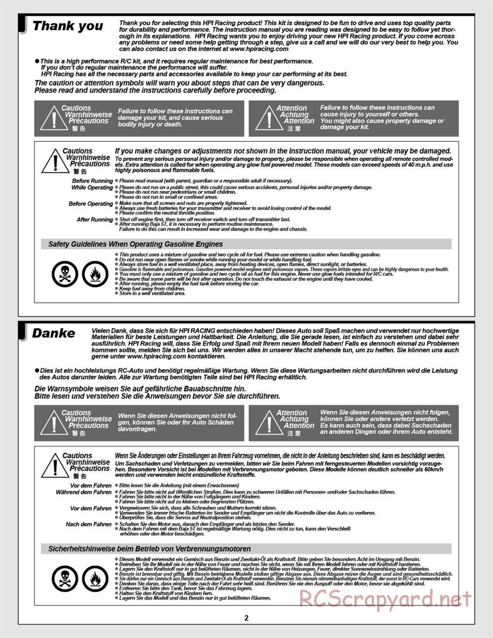 HPI - Baja 5R - Manual - Page 2