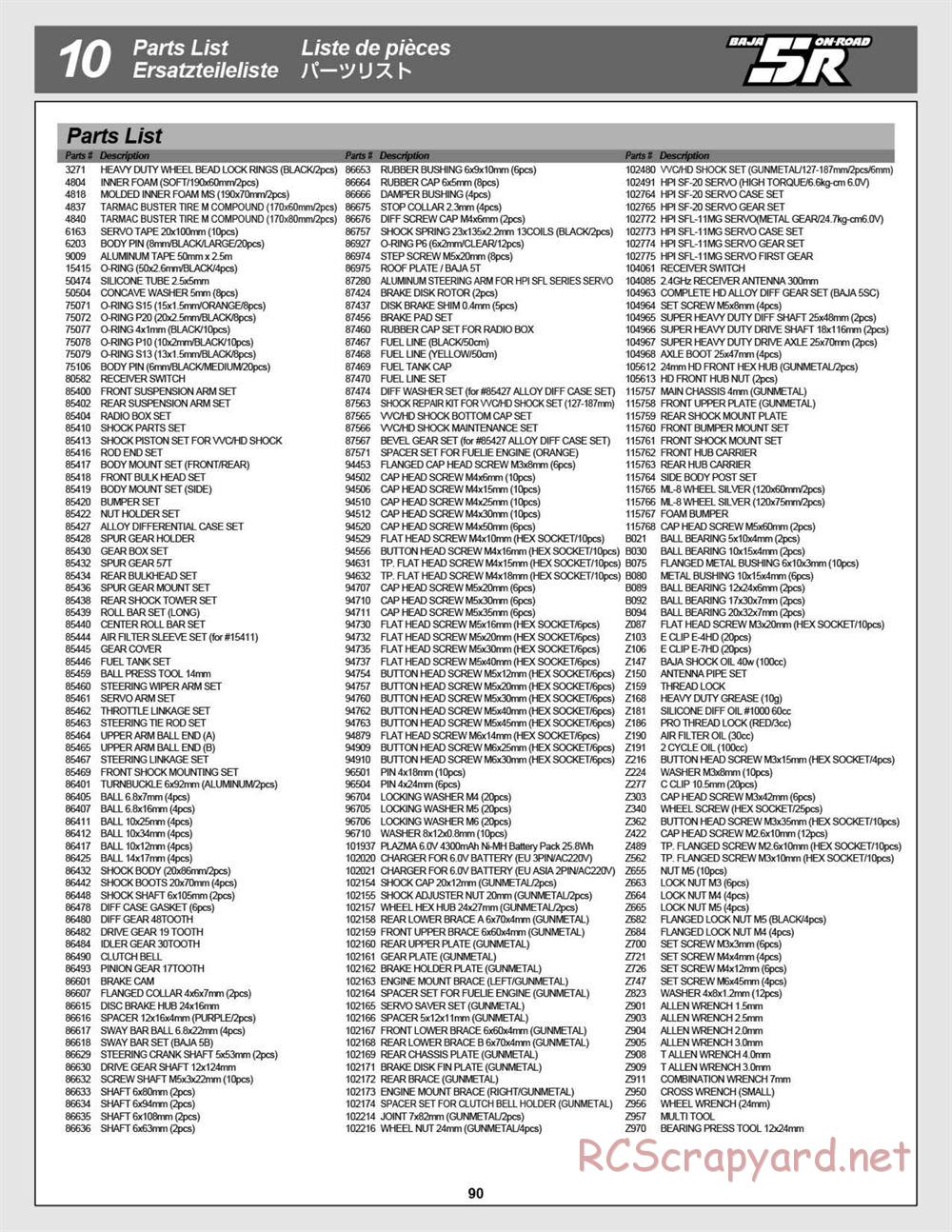 HPI - Baja 5R - Manual - Page 90