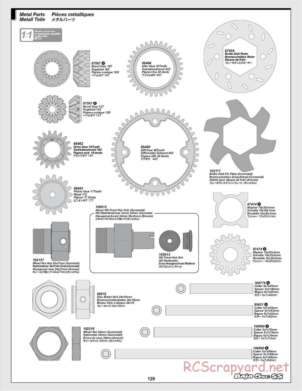 HPI - Baja 5SC SS - Exploded View - Page 129