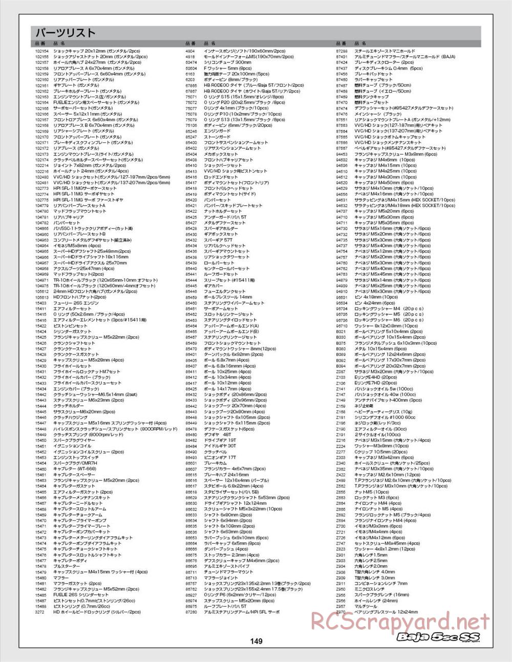 HPI - Baja 5SC SS - Exploded View - Page 149