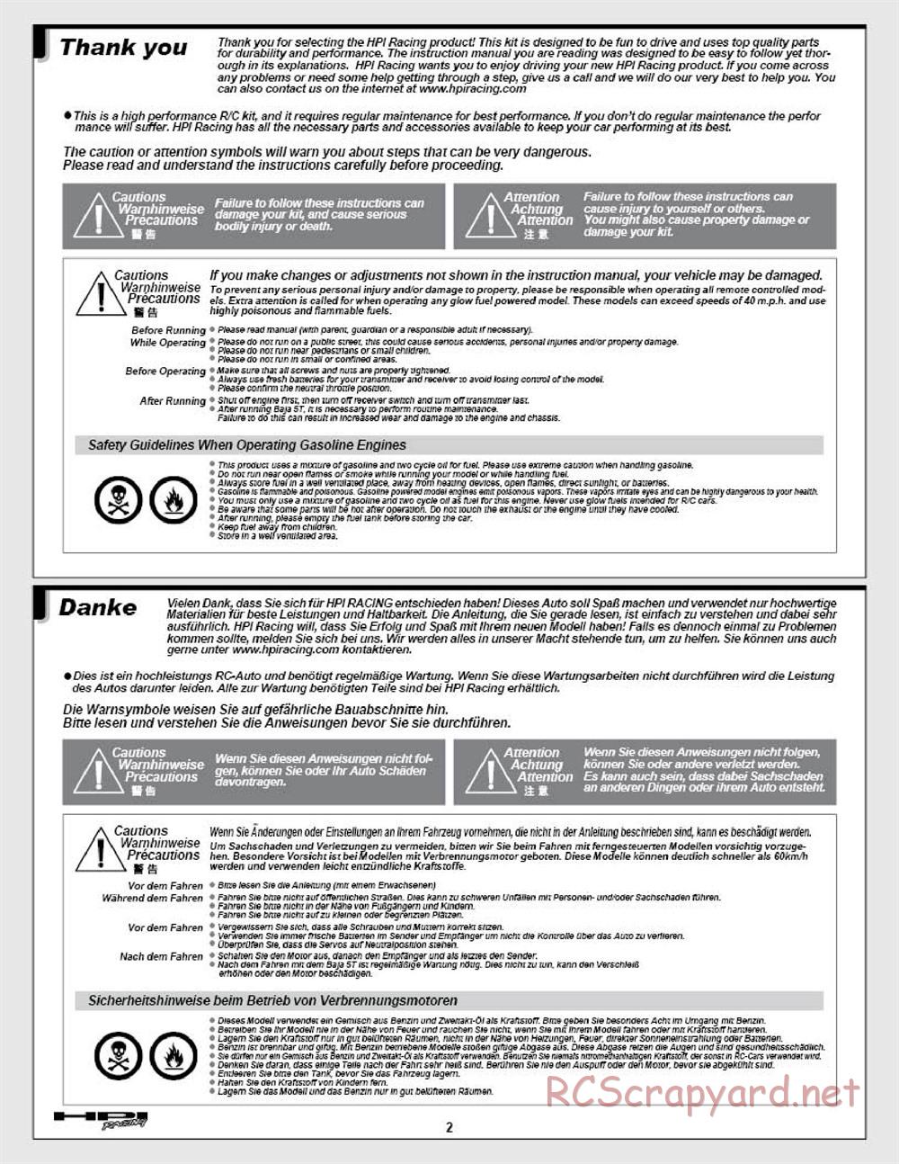 HPI - Baja 5SC - Manual - Page 2