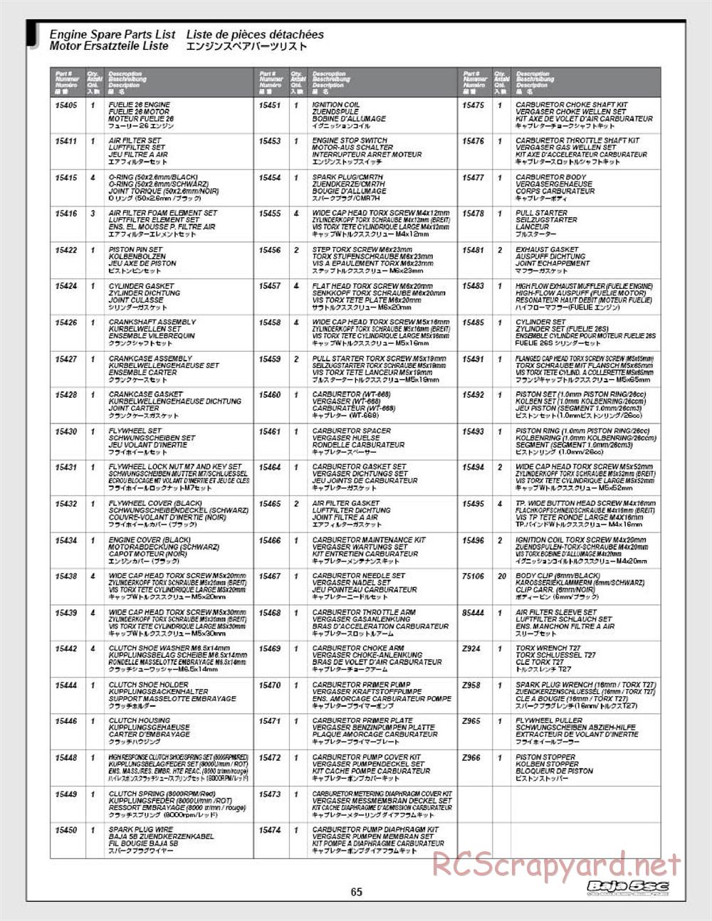 HPI - Baja 5SC - Manual - Page 65