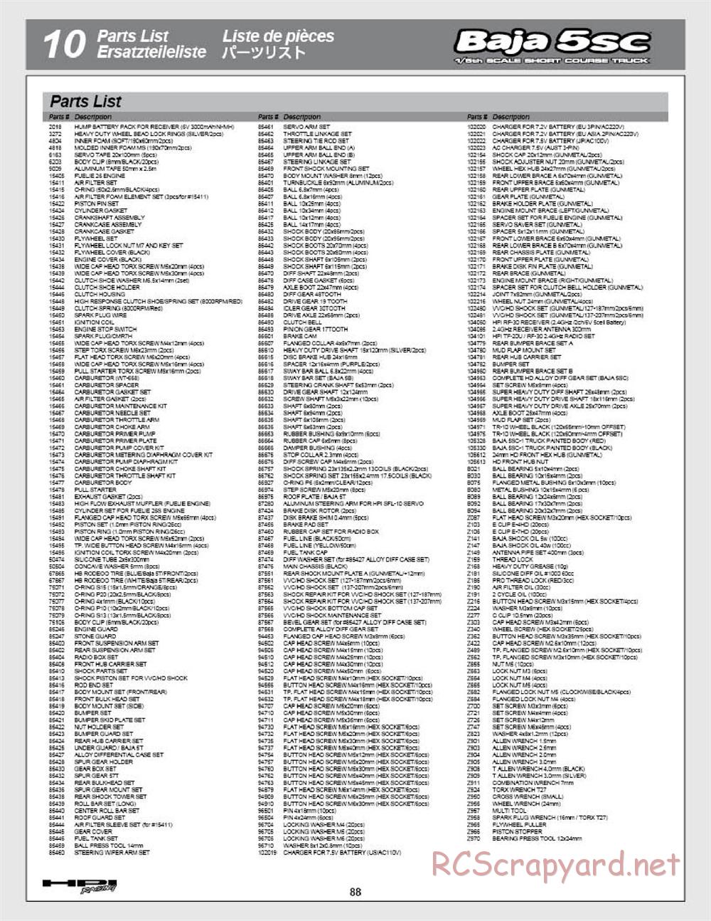 HPI - Baja 5SC - Manual - Page 88