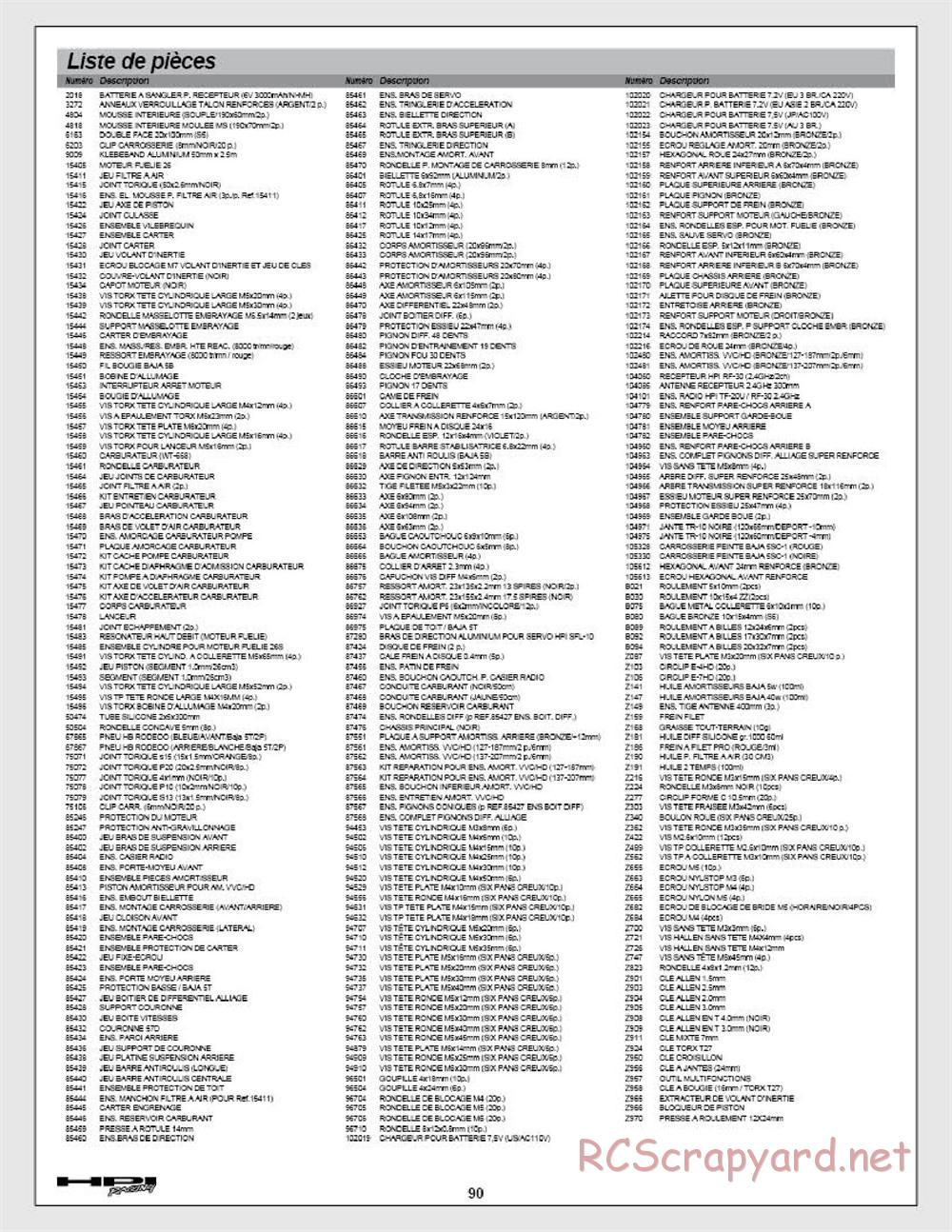 HPI - Baja 5SC - Manual - Page 90