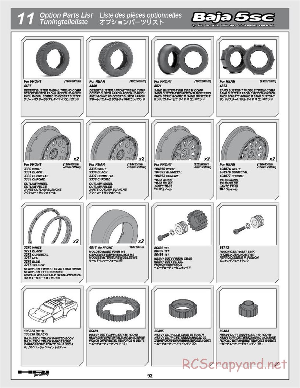 HPI - Baja 5SC - Manual - Page 92