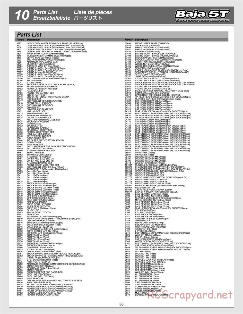 HPI - Baja 5T - Manual - Page 88