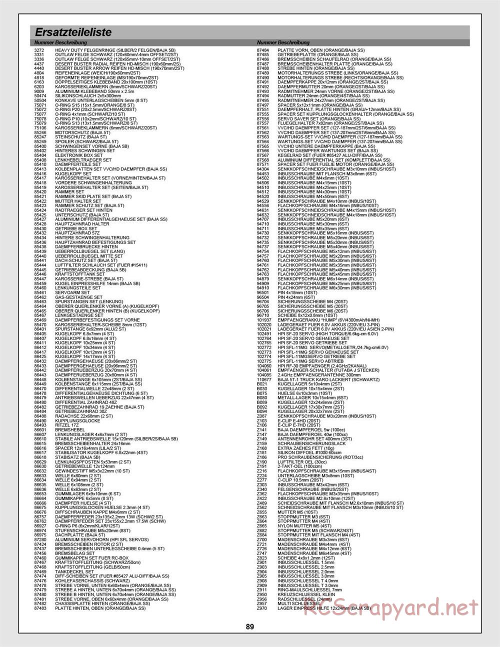 HPI - Baja 5T - Manual - Page 89