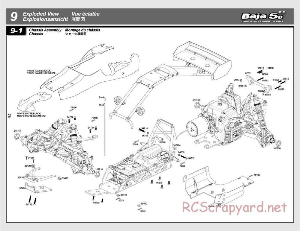HPI - Baja 5B 2.0 RTR - Exploded View - Page 76