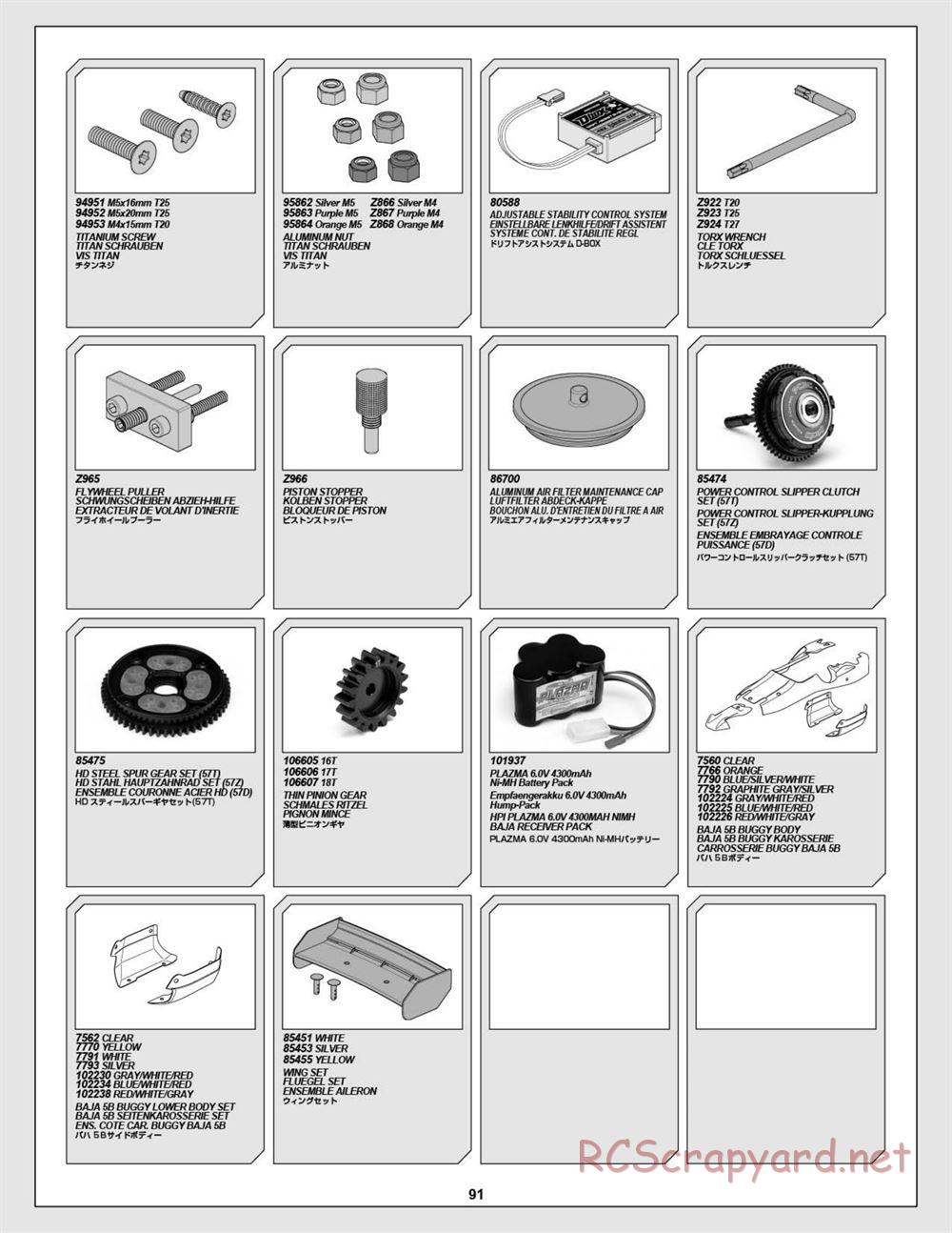 HPI - Baja 5B 2.0 RTR - Manual - Page 91