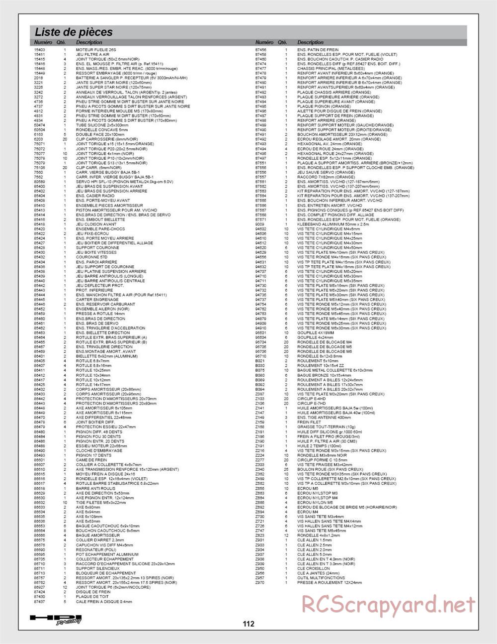 HPI - Baja 5b SS - Manual - Page 112