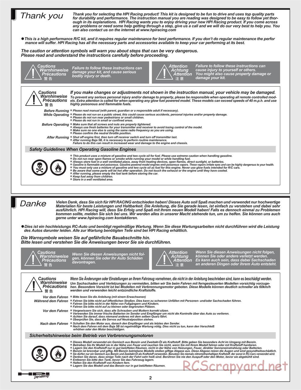 HPI - Baja 5B 2.0 - Manual - Page 2