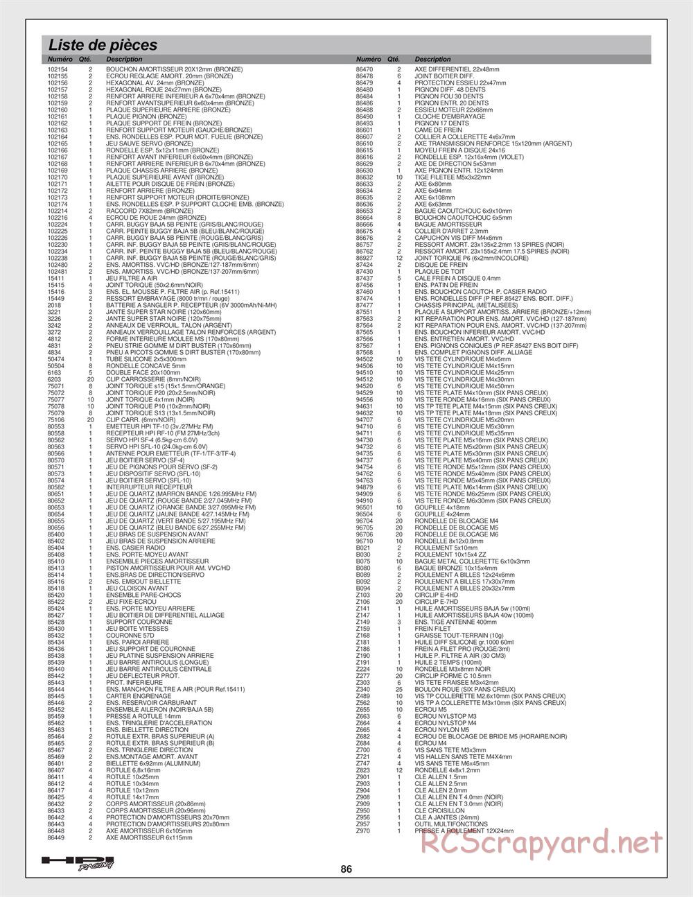 HPI - Baja 5B 2.0 - Manual - Page 86