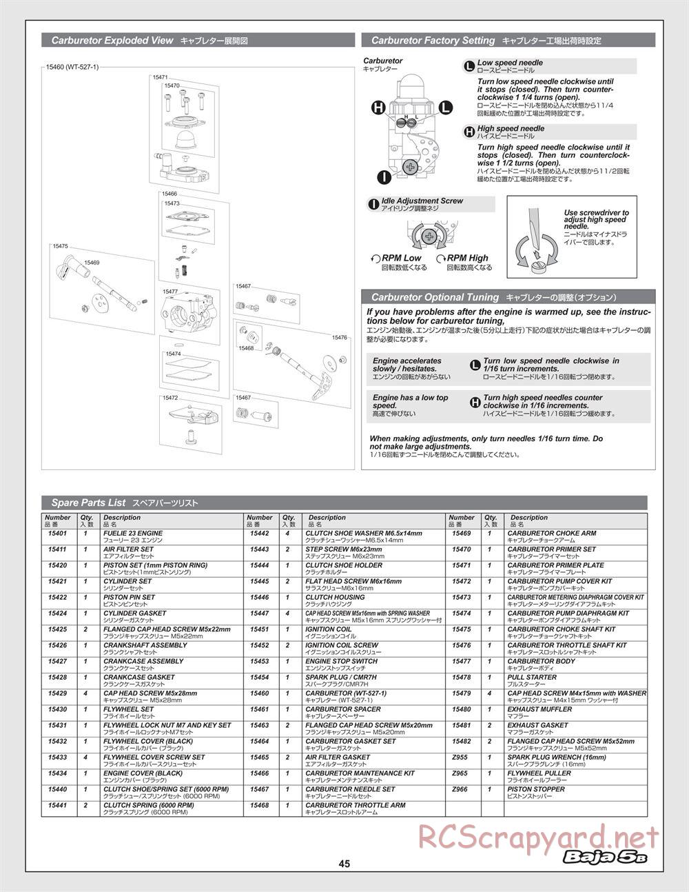 HPI - Baja 5B - Manual - Page 45