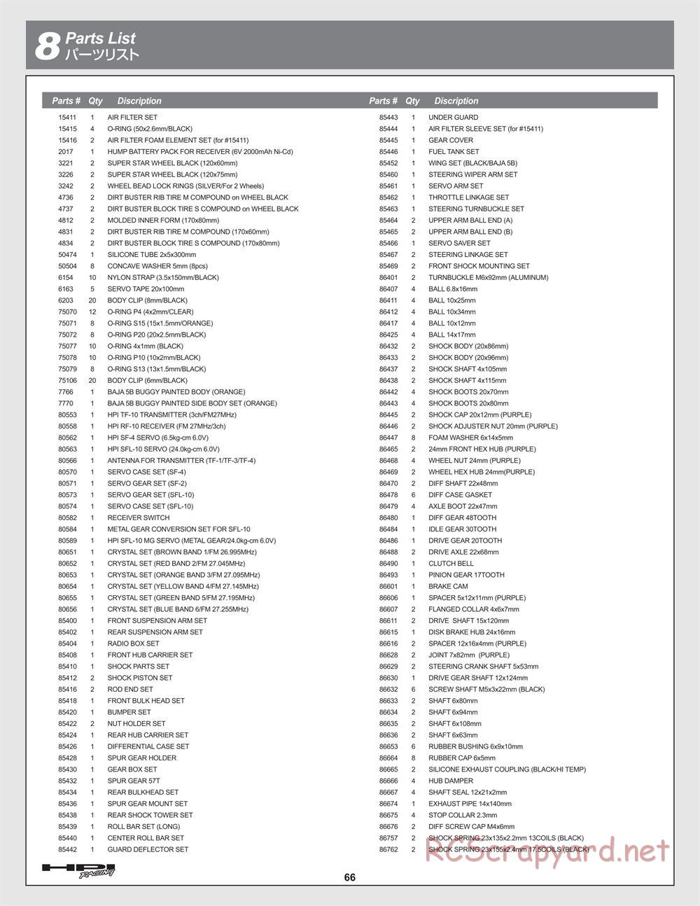 HPI - Baja 5B - Manual - Page 66