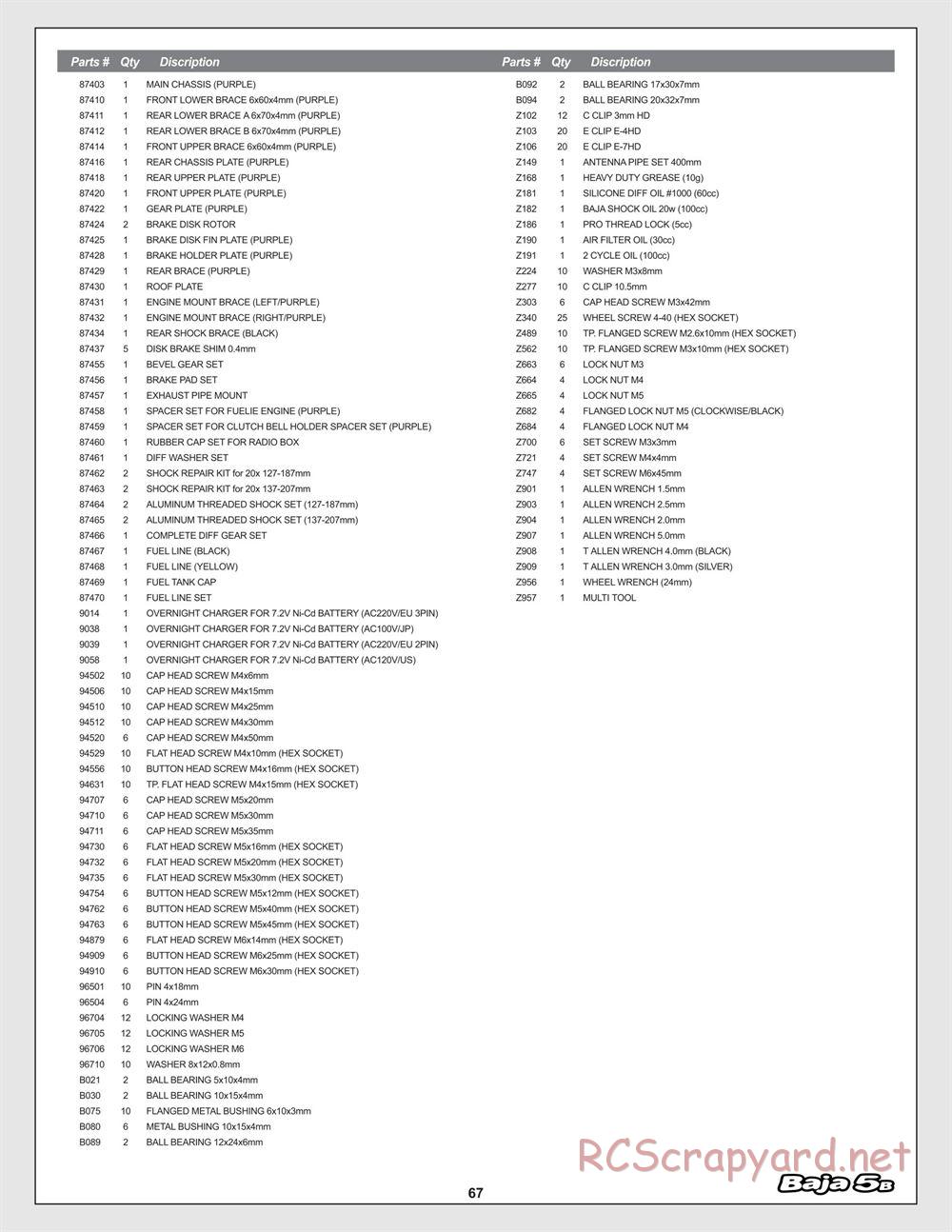 HPI - Baja 5B - Manual - Page 67