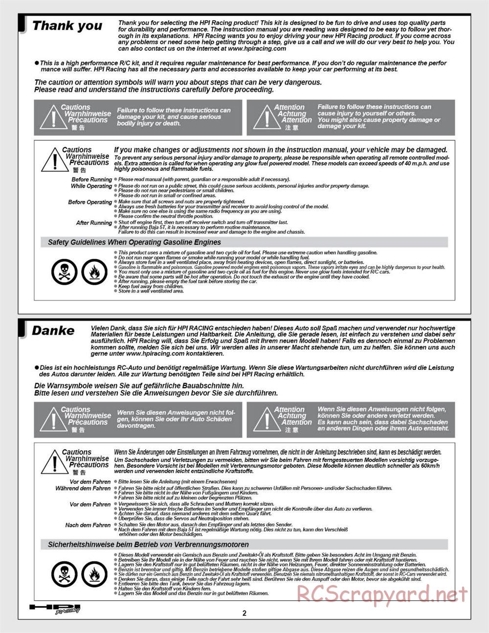 HPI - Baja 5T (2008) - Manual - Page 2