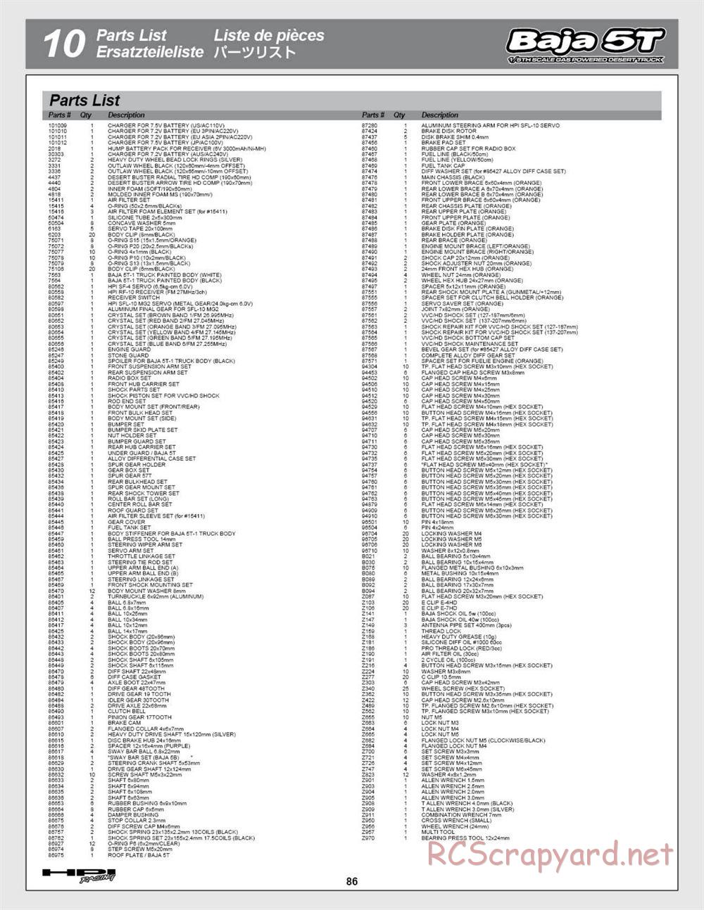 HPI - Baja 5T (2008) - Manual - Page 86