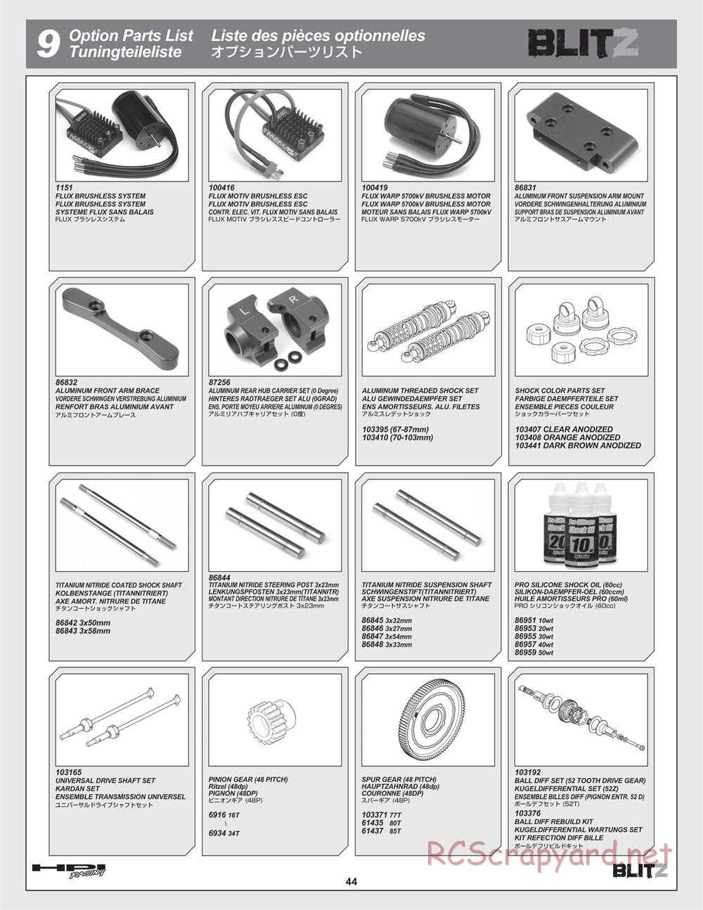 HPI - Blitz - Exploded View - Page 44