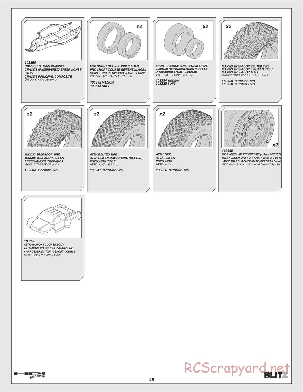 HPI - Blitz - Exploded View - Page 45