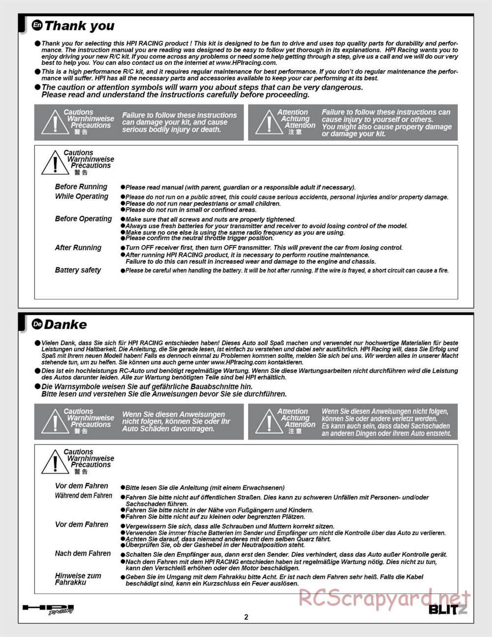 HPI - Blitz Art Series - Manual - Page 2