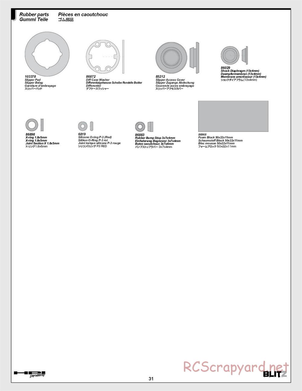 HPI - Blitz Art Series - Manual - Page 31