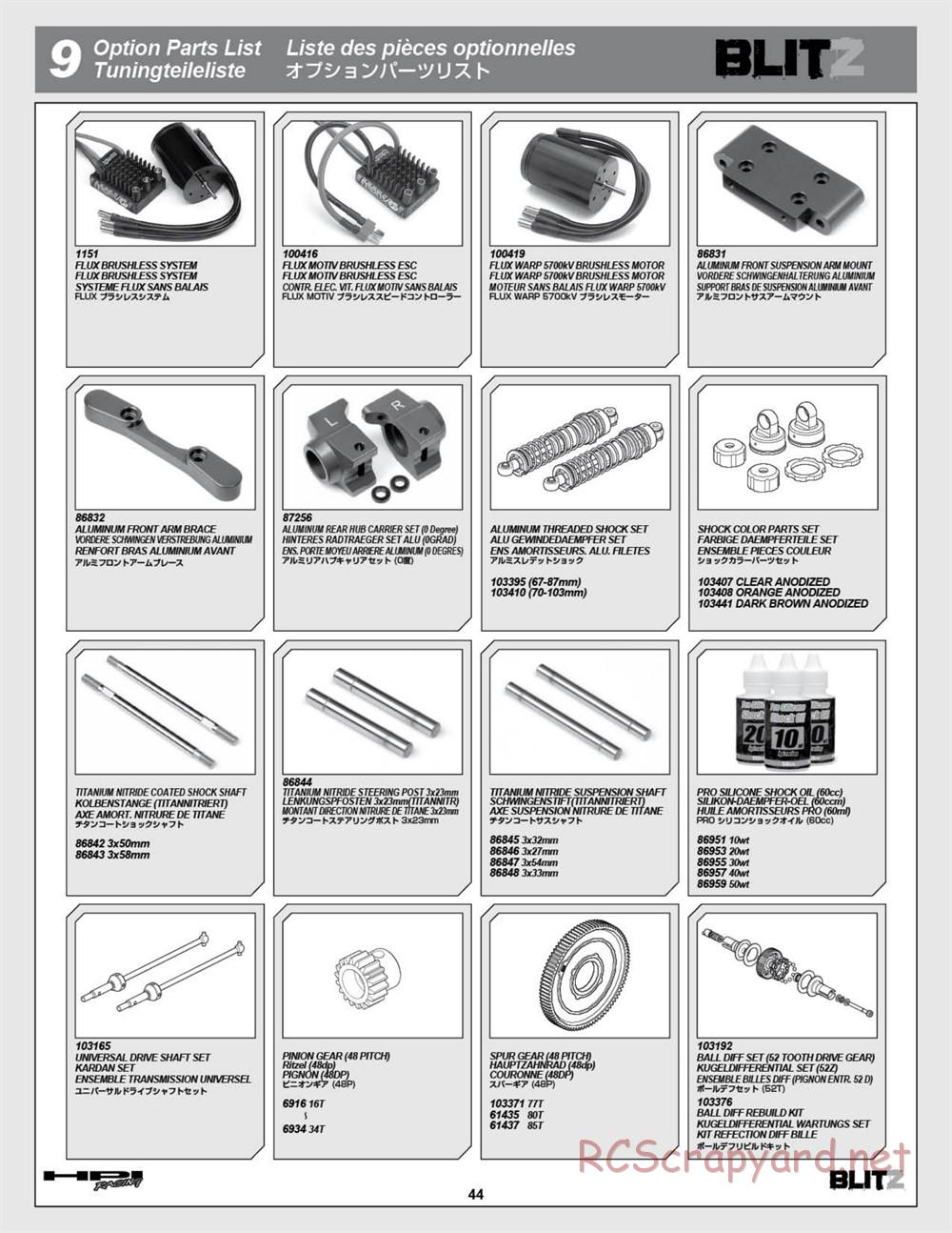 HPI - Blitz Art Series - Manual - Page 44