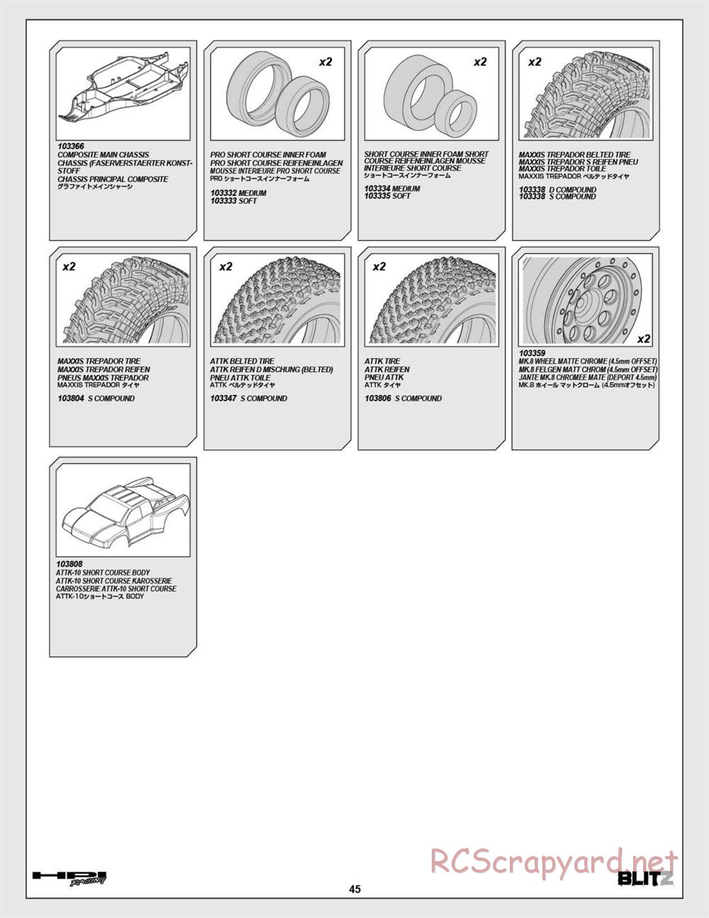 HPI - Blitz Art Series - Manual - Page 45