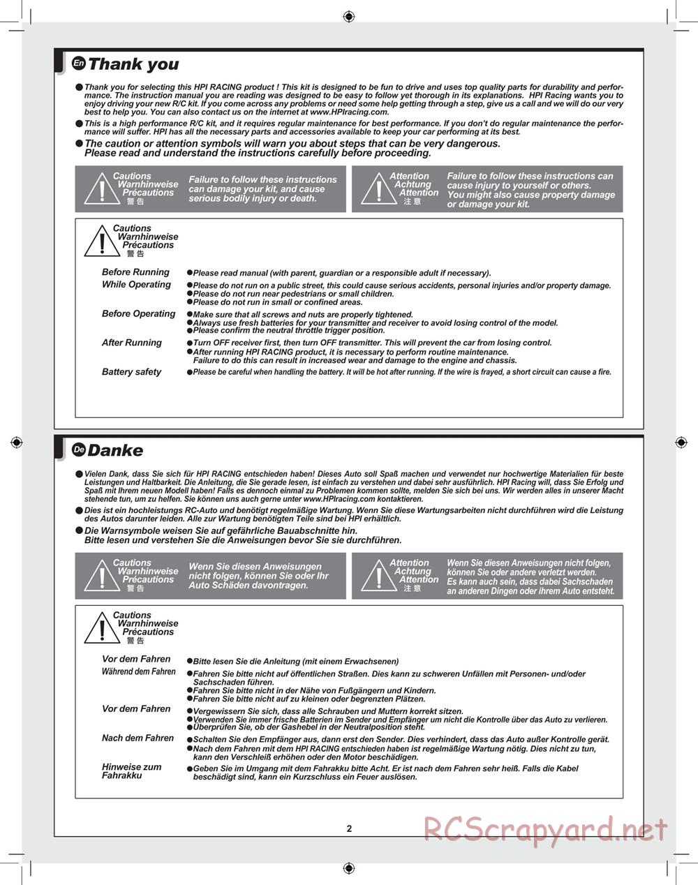 HPI - Blitz Waterproof - Manual - Page 2