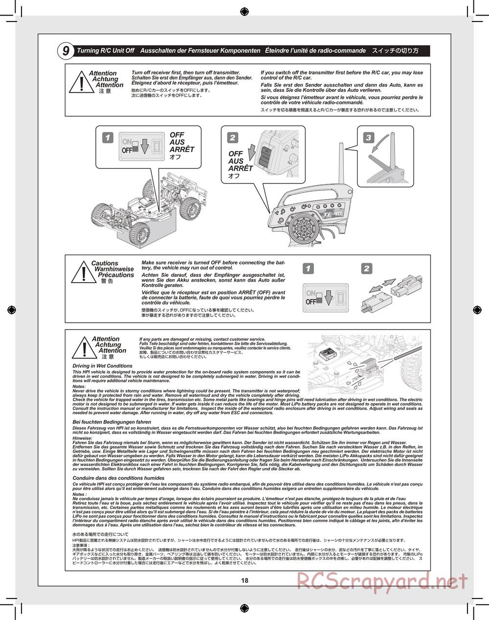 HPI - Blitz Waterproof - Manual - Page 18