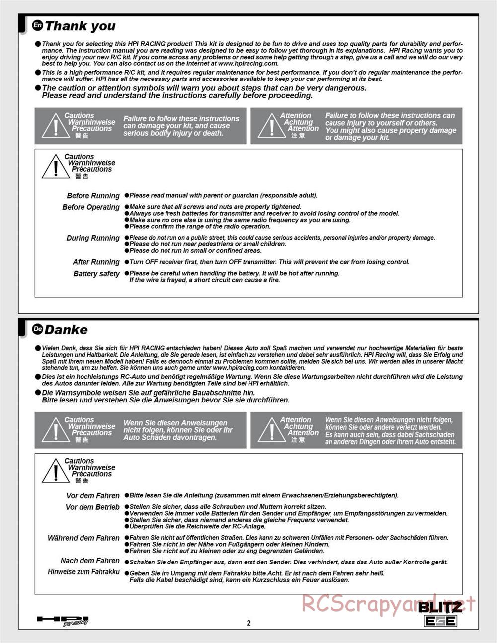 HPI - Blitz ESE - Manual - Page 2