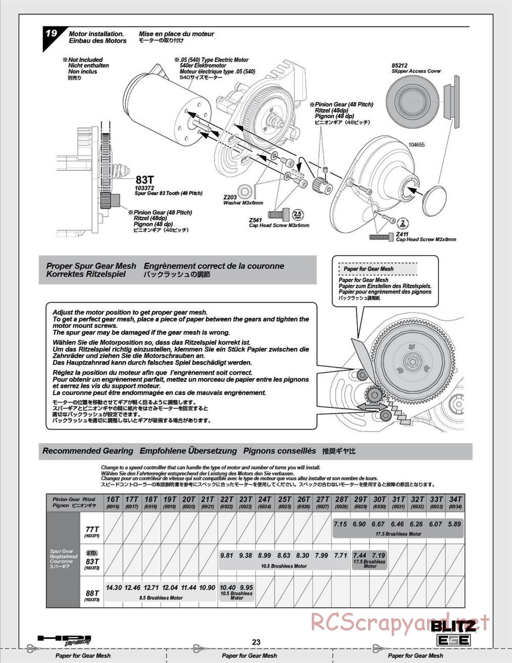 HPI - Blitz ESE - Manual - Page 23