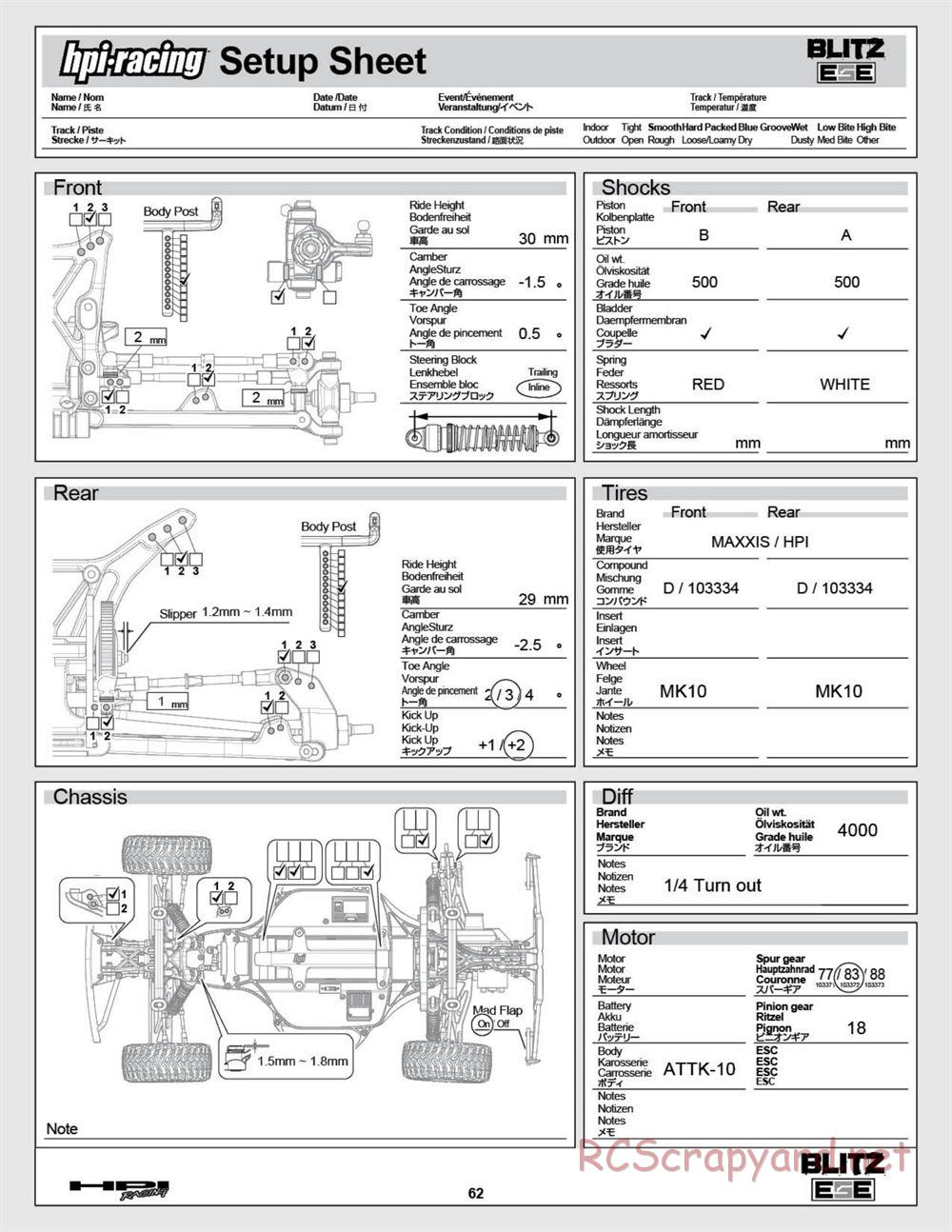 HPI - Blitz ESE - Manual - Page 62