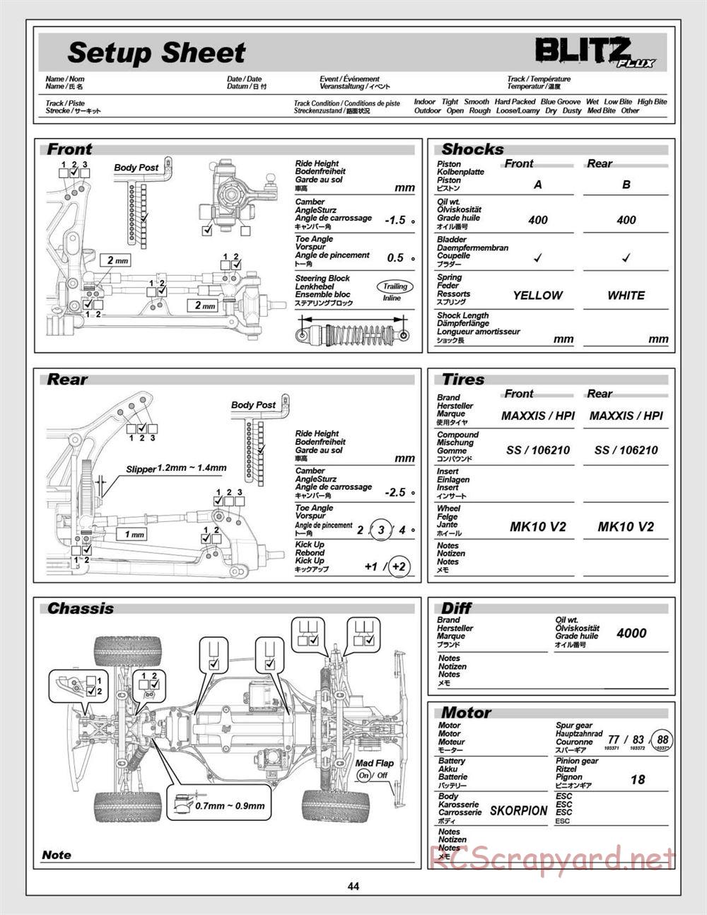 HPI - Blitz Flux - Manual - Page 44