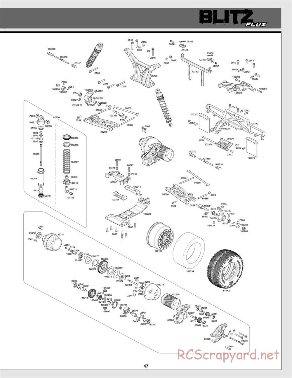 HPI - Blitz Flux - Exploded View - Page 47