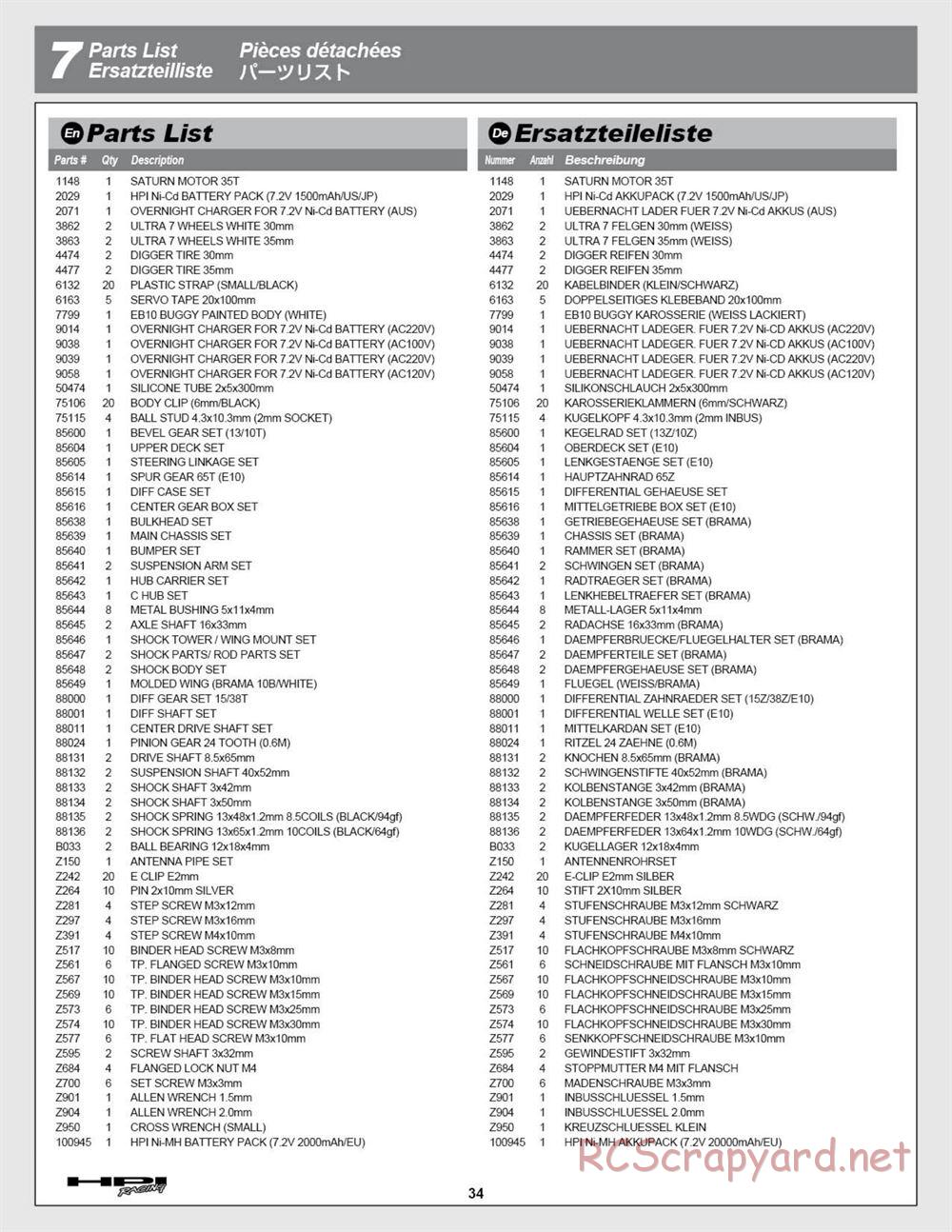 HPI - Brama 10B - Manual - Page 34