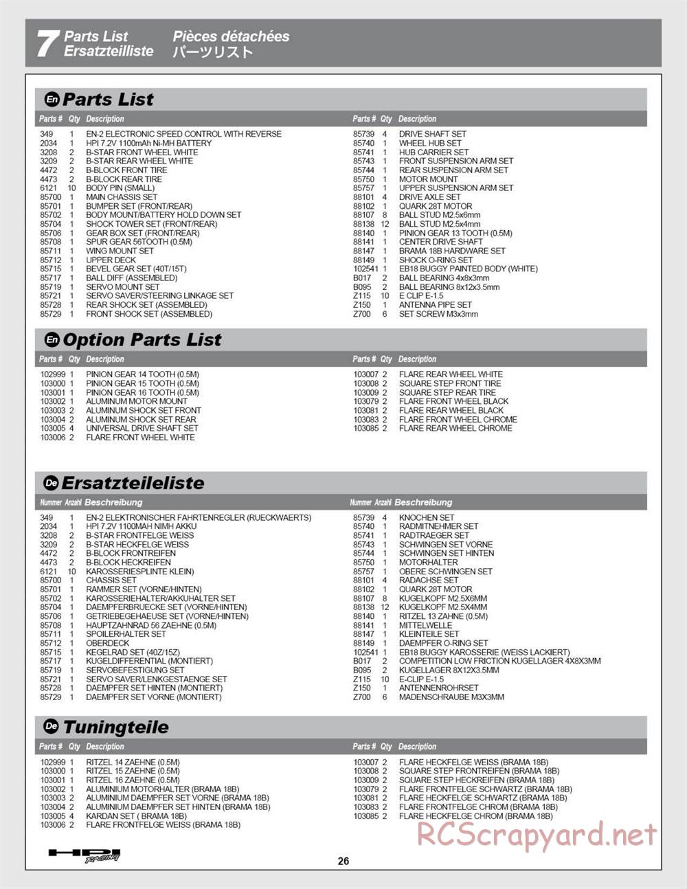 HPI - Brama 18B - Manual - Page 26