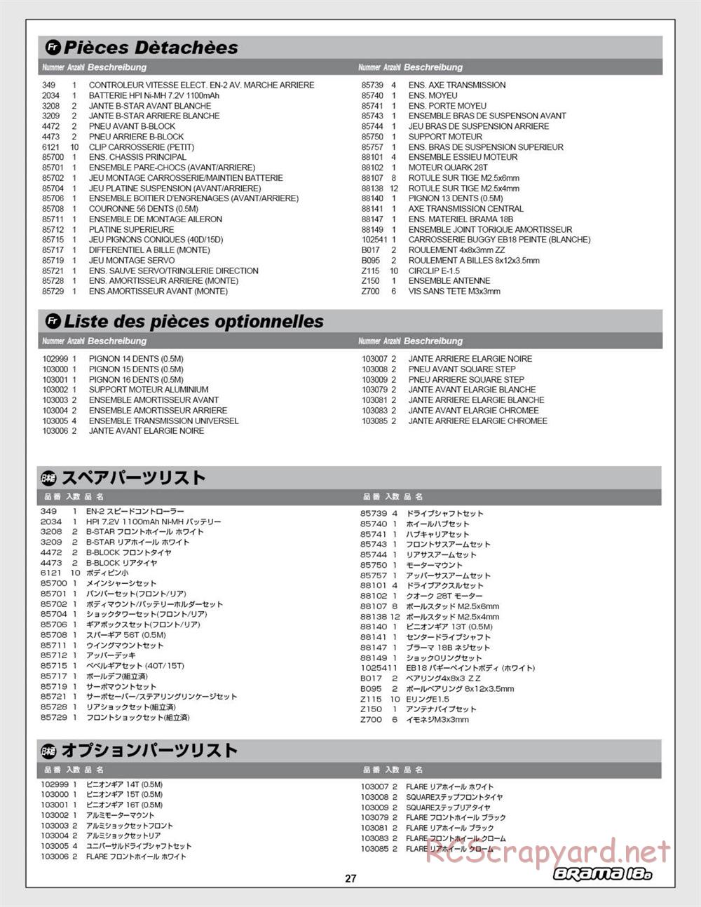 HPI - Brama 18B - Manual - Page 27