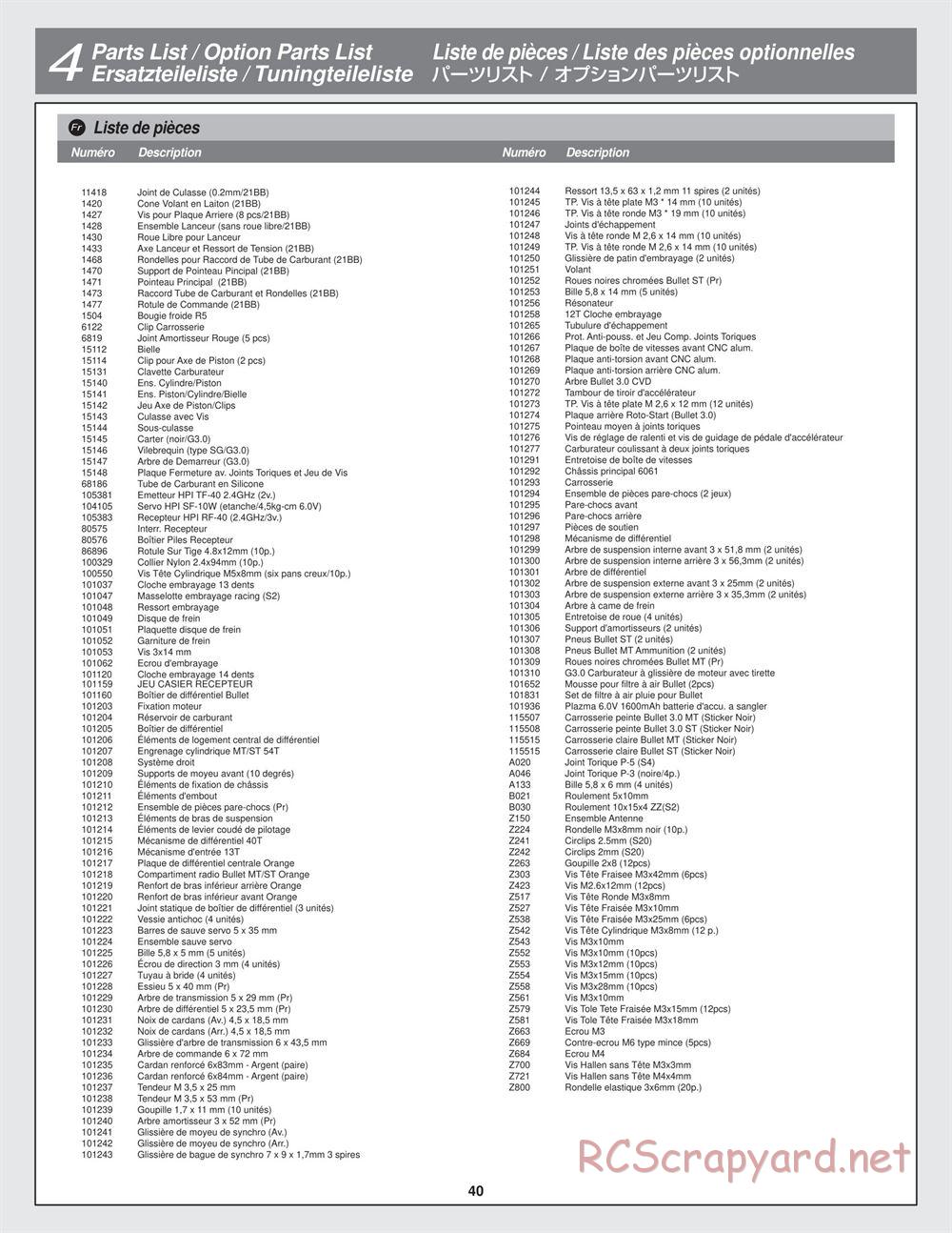 HPI - Bullet ST 3.0 - Manual - Page 40