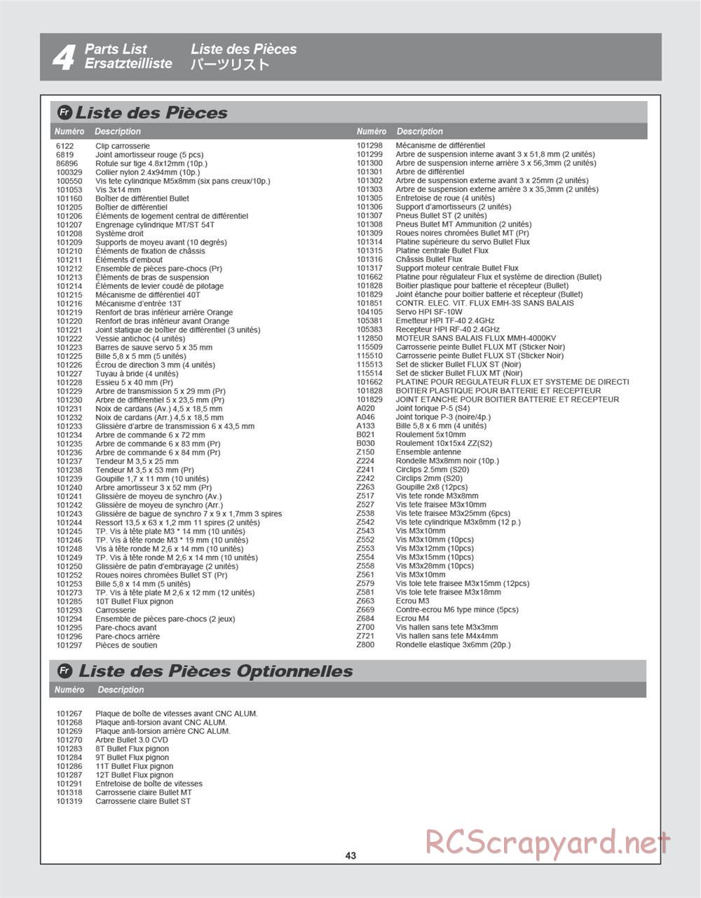 HPI - Bullet ST Flux - Manual - Page 43