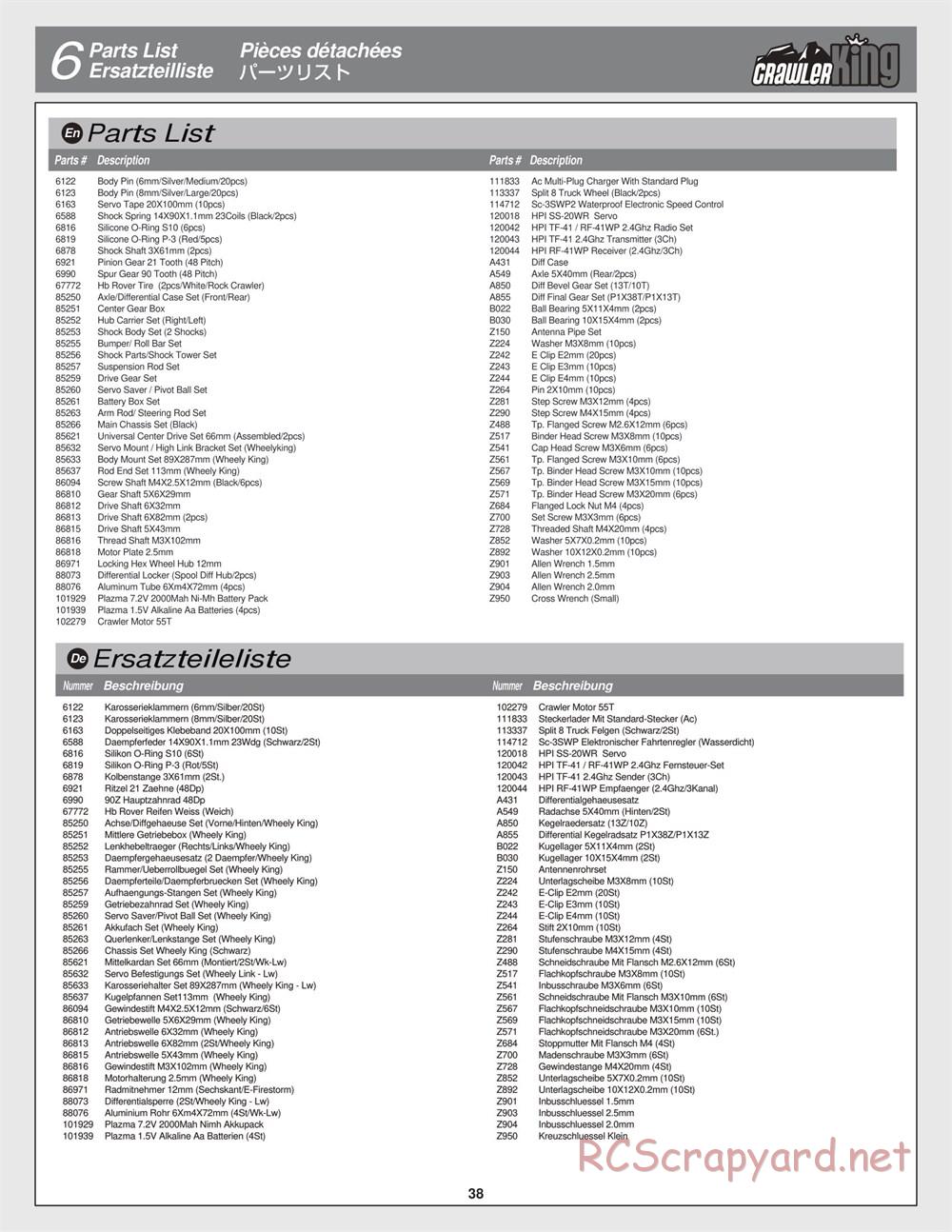 HPI - Crawler King - Manual - Page 38