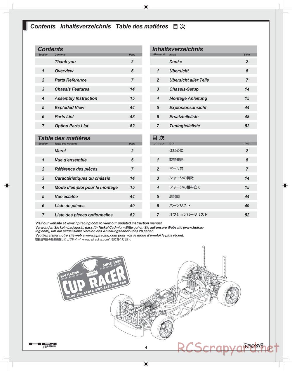 HPI - Cup Racer - Manual - Page 4