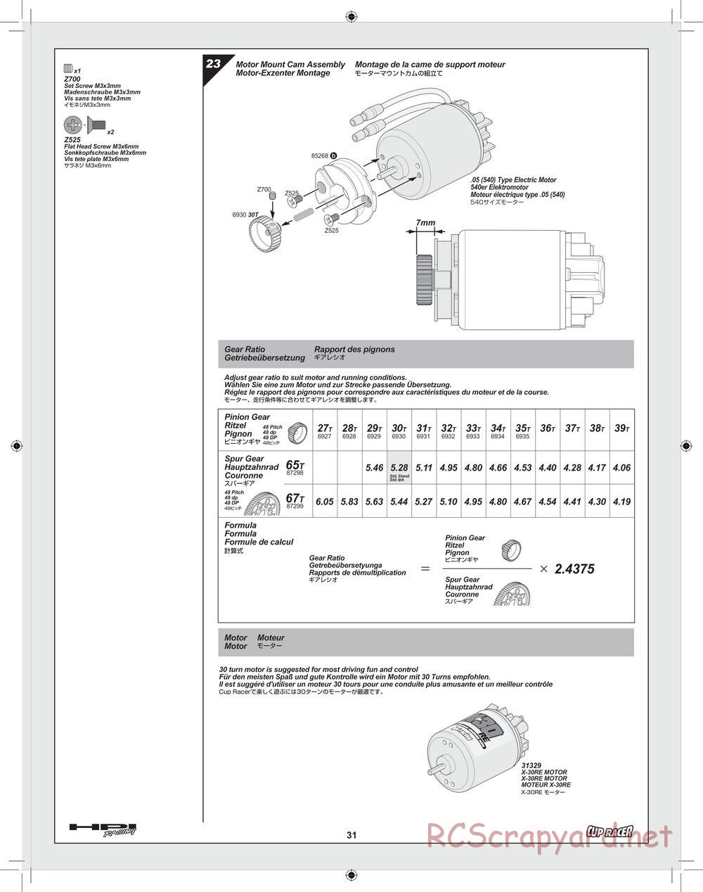 HPI - Cup Racer - Manual - Page 31