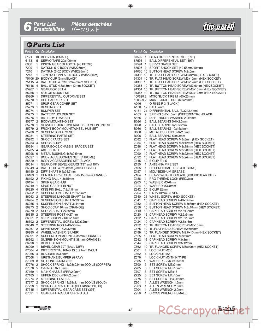 HPI - Cup Racer - Manual - Page 48