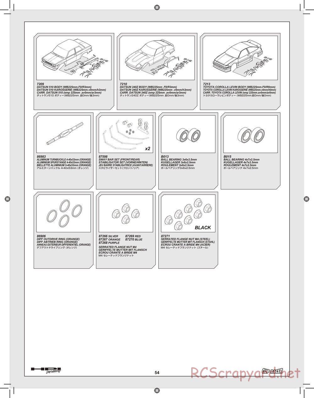 HPI - Cup Racer - Exploded View - Page 54