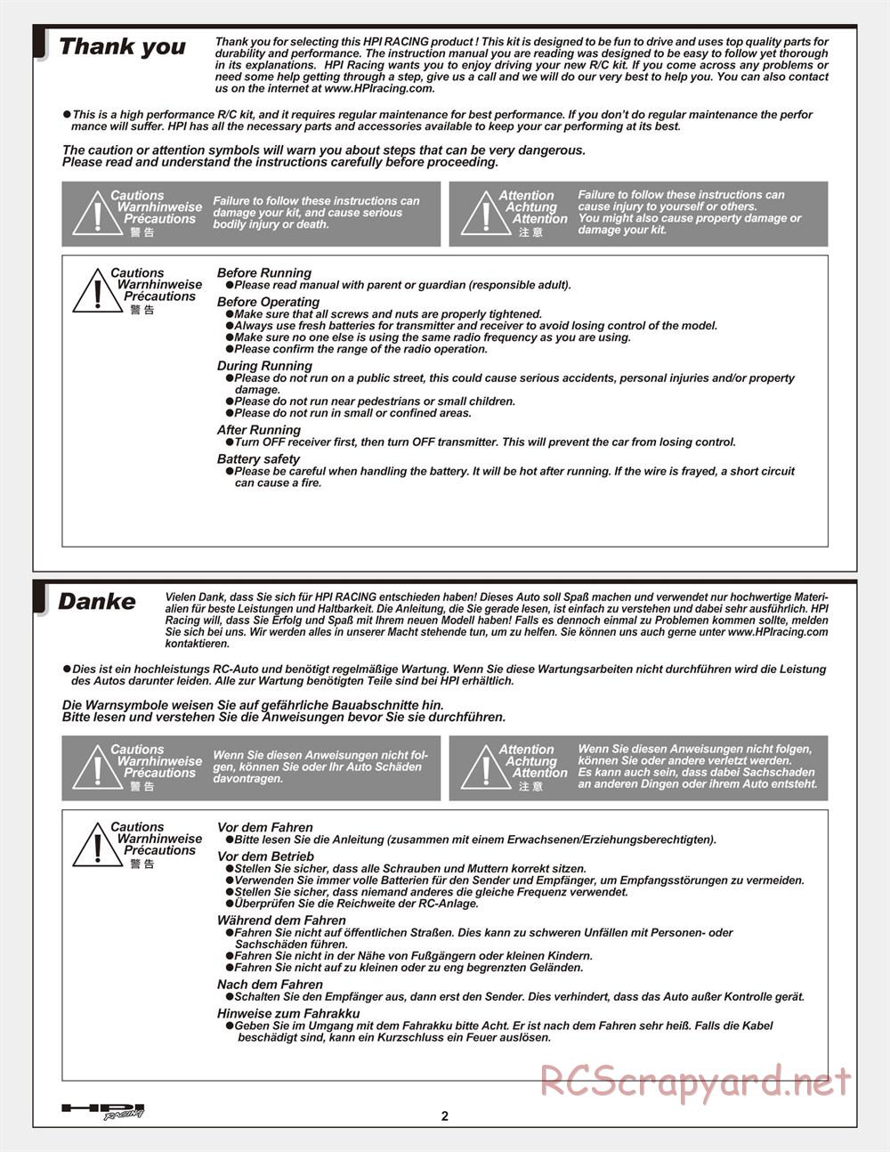 HPI - Cyber 10B - Manual - Page 2